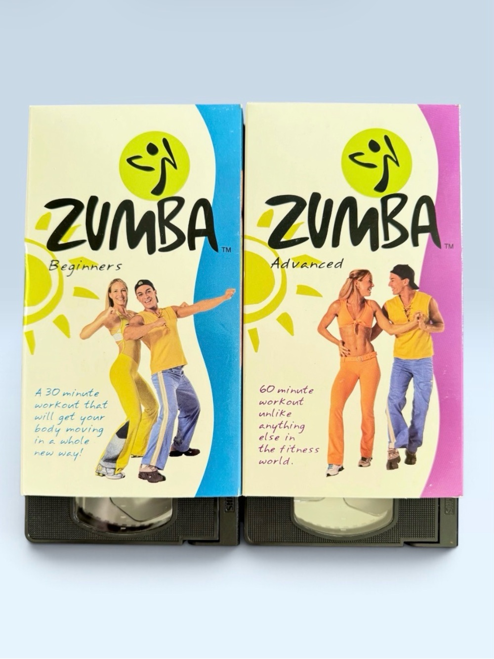 ZUMBA FITNESS - Lot of 2 VHS Tapes - BEGINNERS & ADVANCED